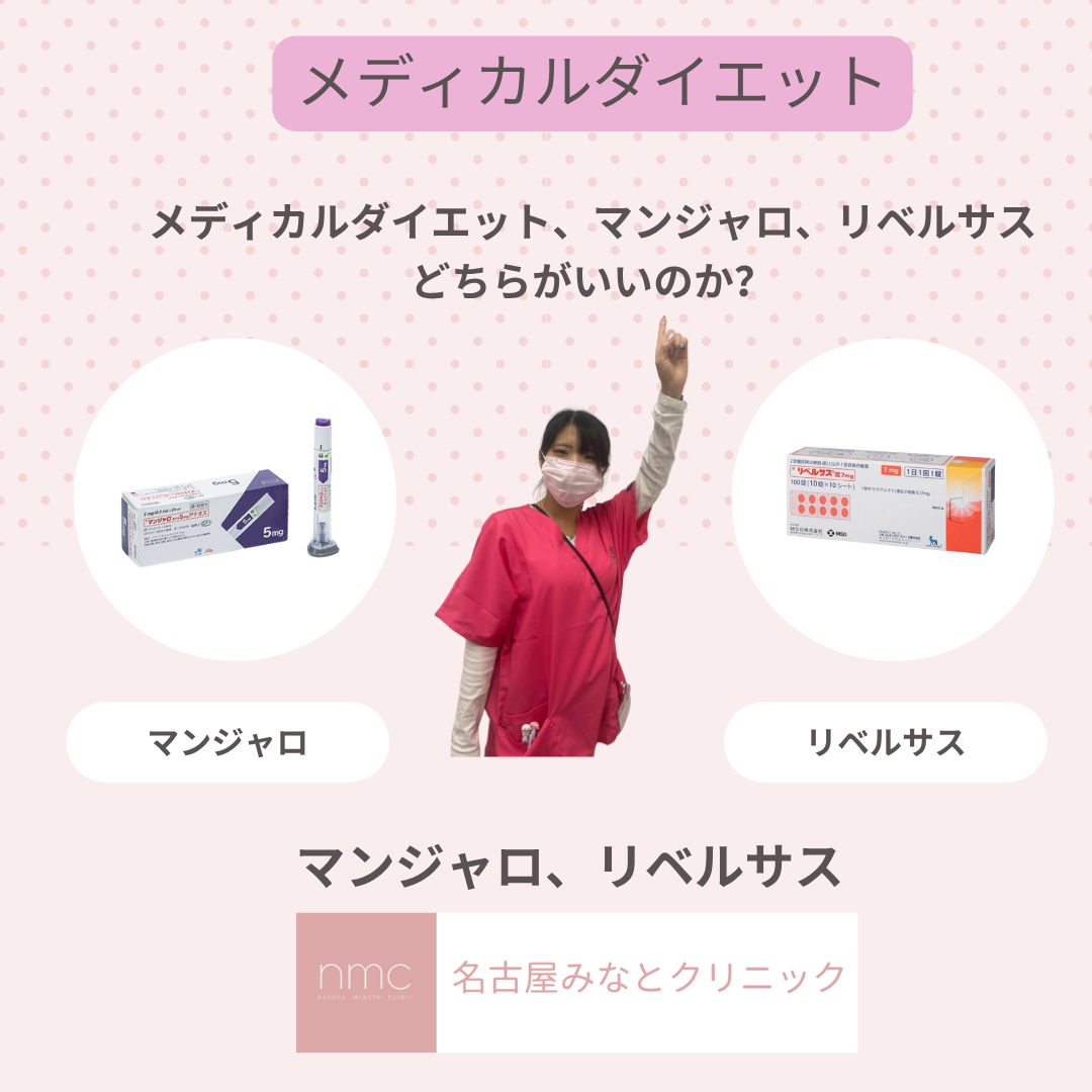 【メディカルダイエット】マンジャロとリベルサス、どちらが効果的？名古屋市港区の皮膚科・美容皮膚科