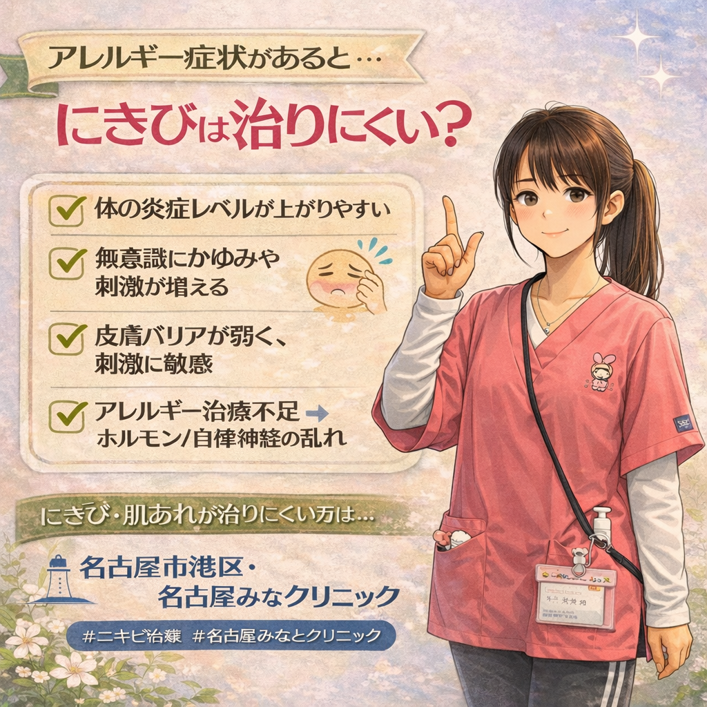 アレルギー症状があると、にきびは治りにくい？（名古屋市港区｜皮膚科・美容皮膚科 名古屋みなとクリニック）