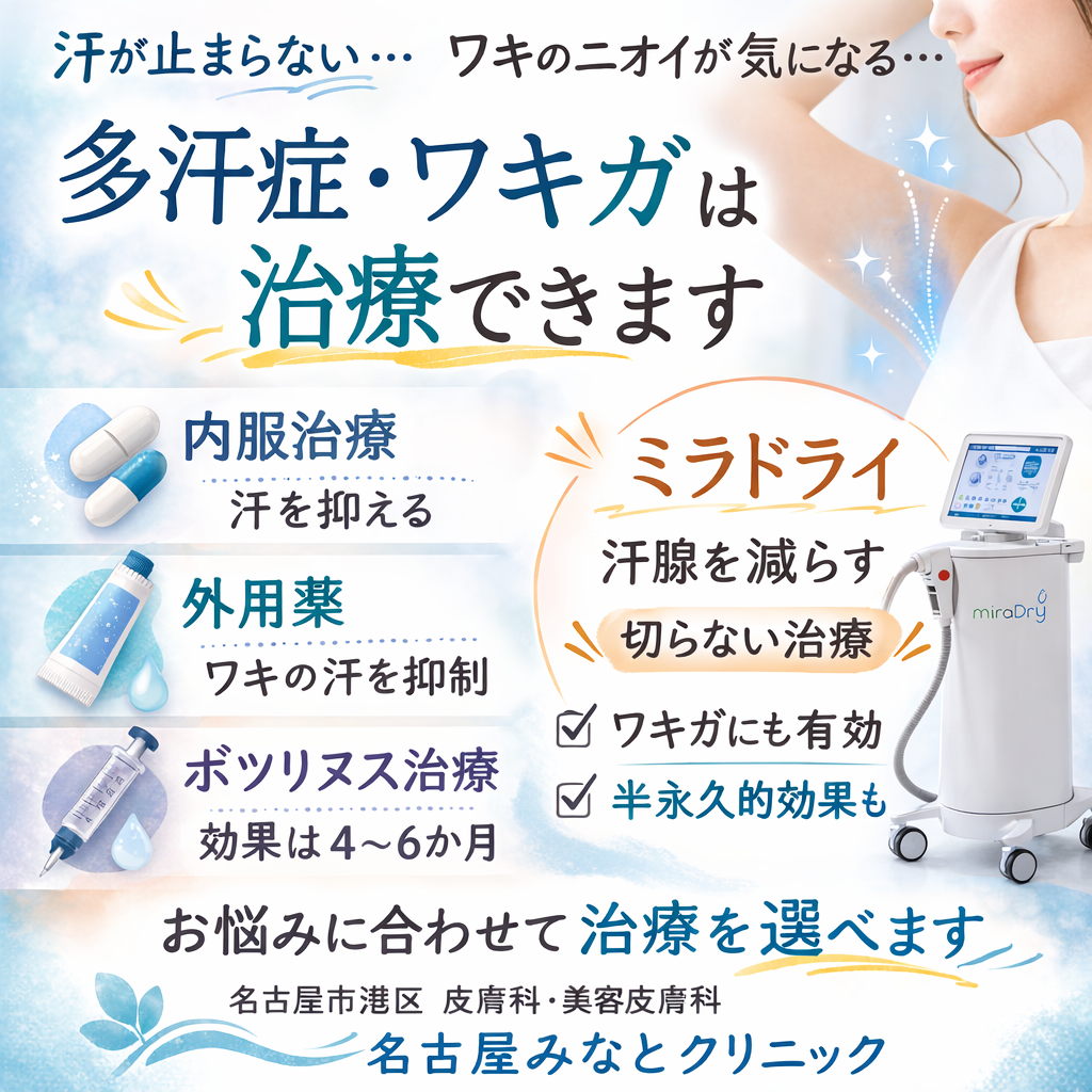 多汗症・ワキガの治療について　名古屋みなとクリニック