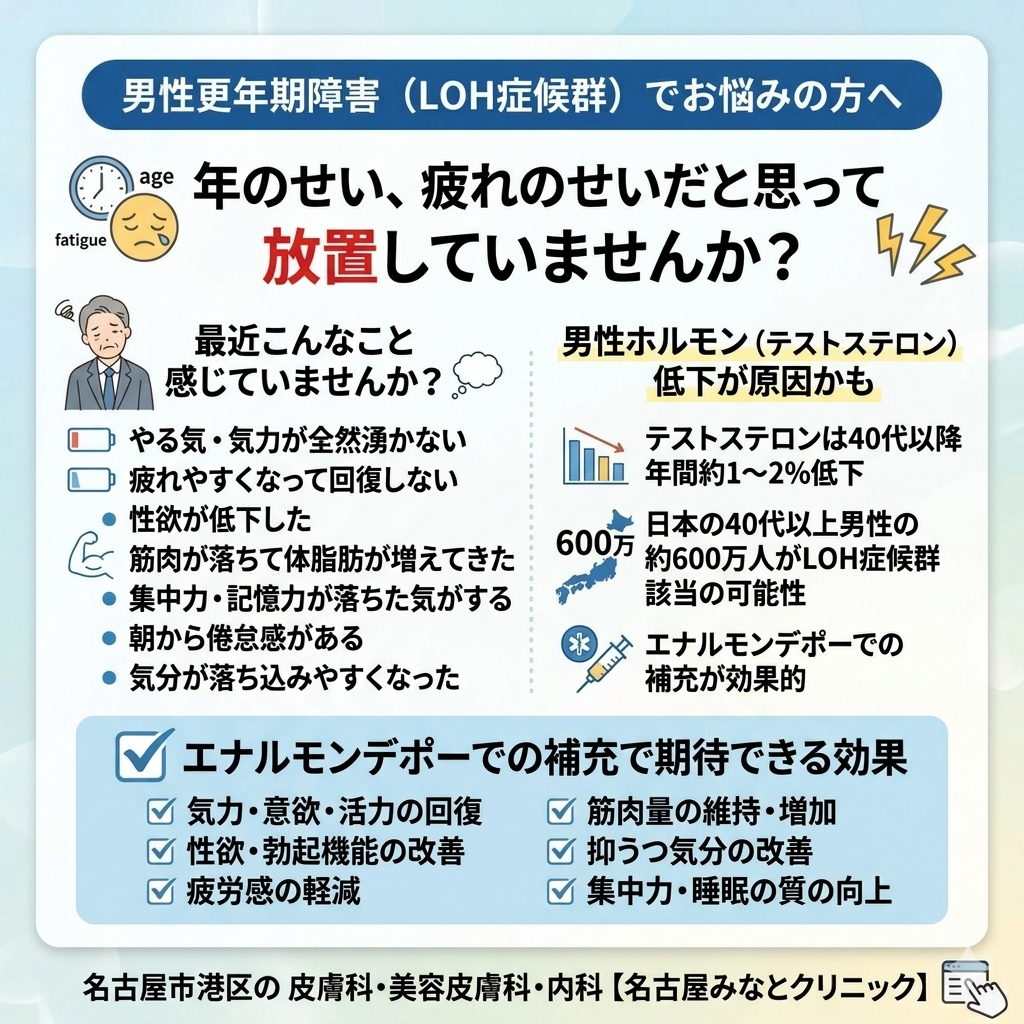 エナルモンデポーとは？改善する症状・効果・副作用・適応を名古屋みなとクリニック（名古屋市港区）が詳しく解説