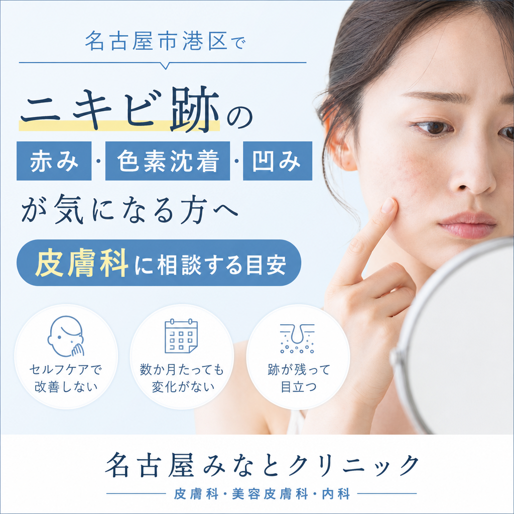 名古屋市港区でニキビ跡の赤み・色素沈着・凹みが気になる方へ｜皮膚科に相談する目安