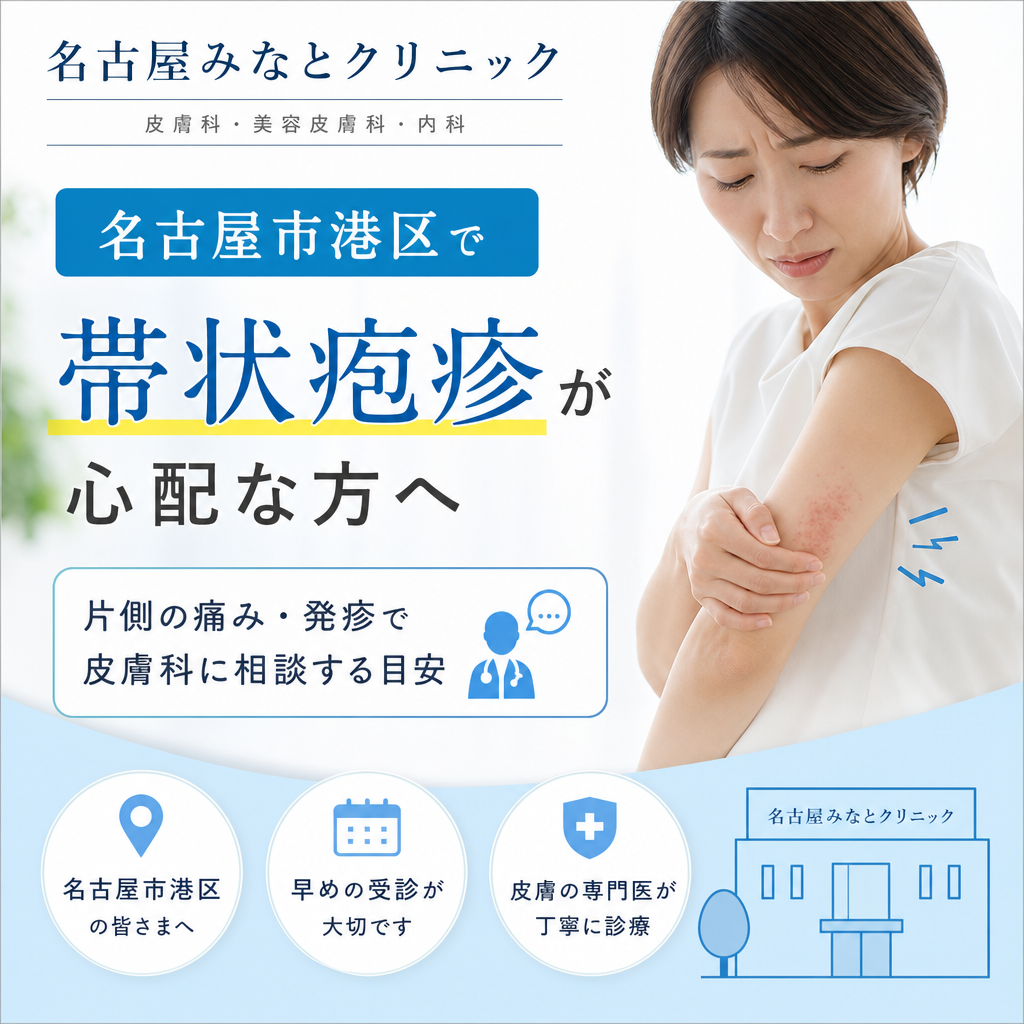 名古屋市港区で帯状疱疹が心配な方へ｜片側の痛み・発疹で皮膚科に相談する目安